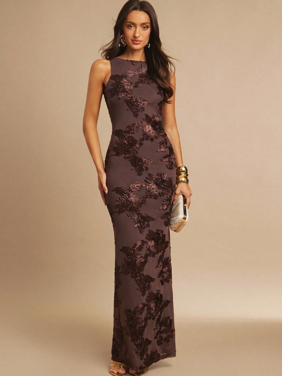 Robe Longue ELORA – Robe Fourreau à Motifs Floraux
