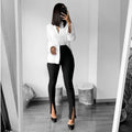 Pantalon Femme Noir Taille Haute Sculptant avec Fentes aux Chevilles
