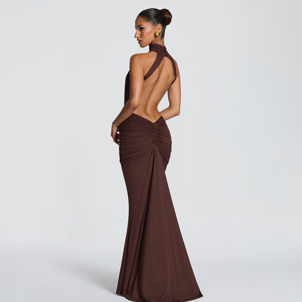 Robe Longue SIRENA – Robe Dos Nu à Col Montant