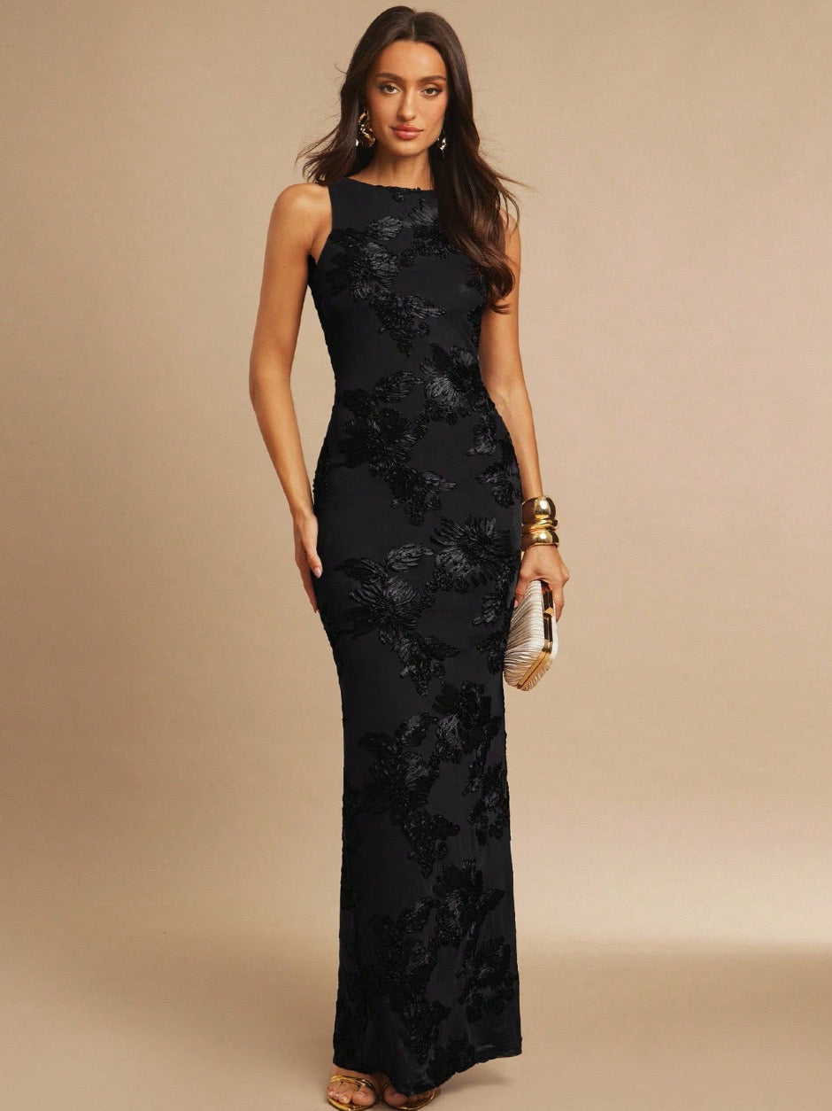 Robe Longue ELORA – Robe Fourreau à Motifs Floraux