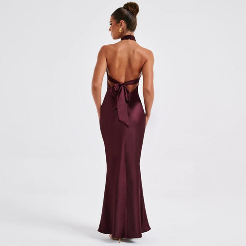 Robe Elena – Robe Longue Satinée Dos Nu