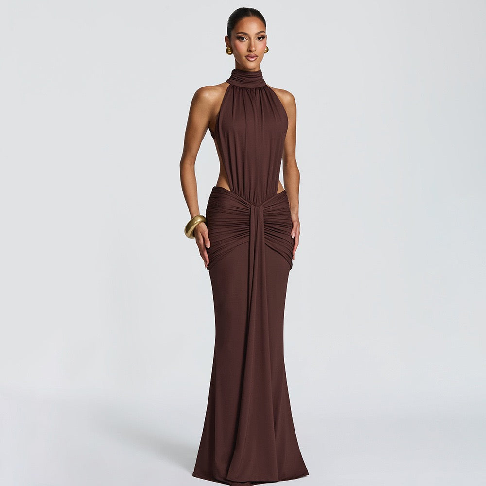 Robe Longue SIRENA – Robe Dos Nu à Col Montant